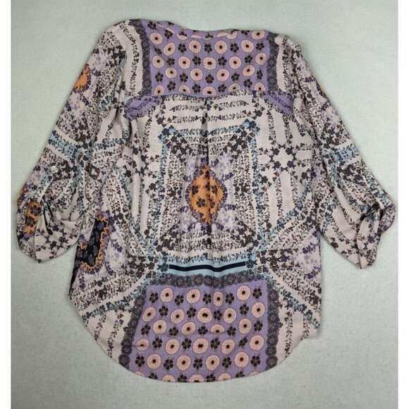 BLACK RAINN - WOMEN'S PINK FLORAL PRINT TUNIC TOP - SIZE L - Picture 6 of 7